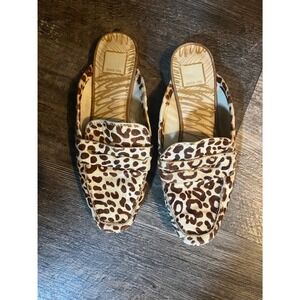 Dolce Vita Leopard Calf Hair Penny Loafer Mules Womens Animal Print Slip On
